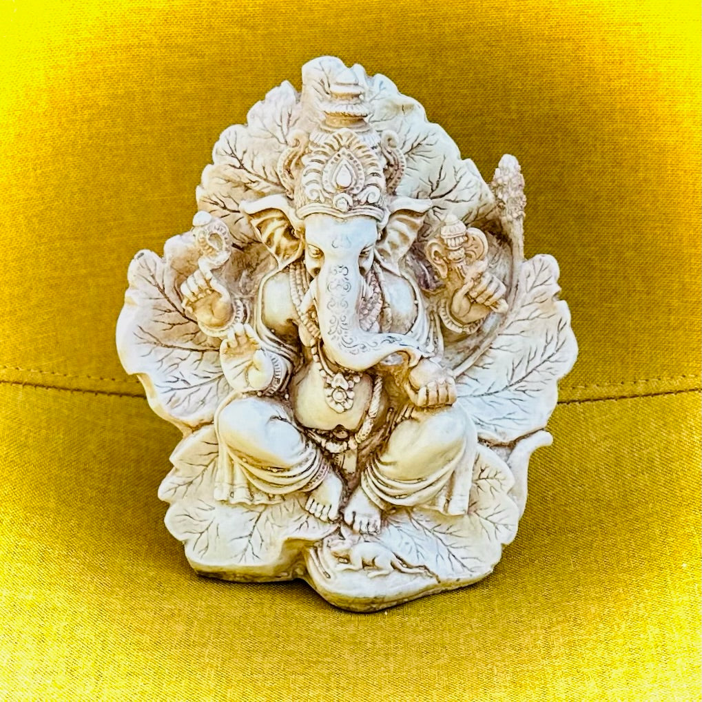 Ivory Ganesha on a Leaf