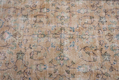 Vintage Wool Rug with Geometric & Floral Design