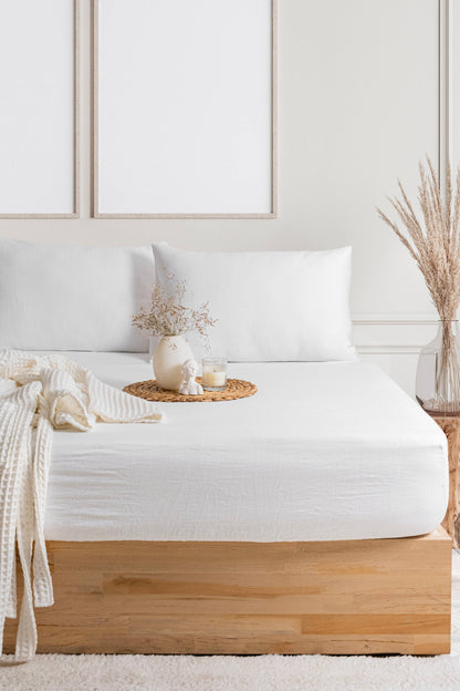 Organic Muslin Fitted Sheet GOTS Certified Bedding Set