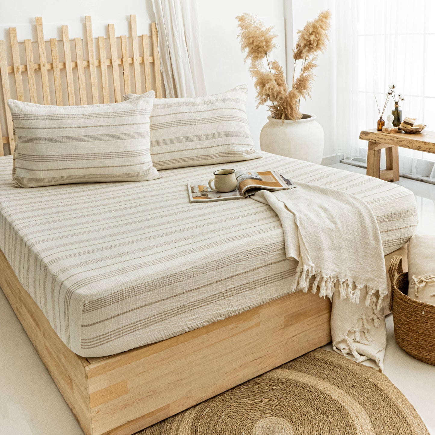 Organic Muslin Fitted Sheet GOTS Certified Bedding Set
