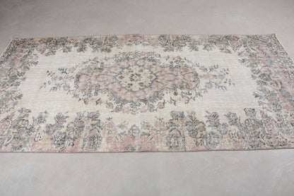 Vintage Wool Rug - Beige & Pink Traditional Design