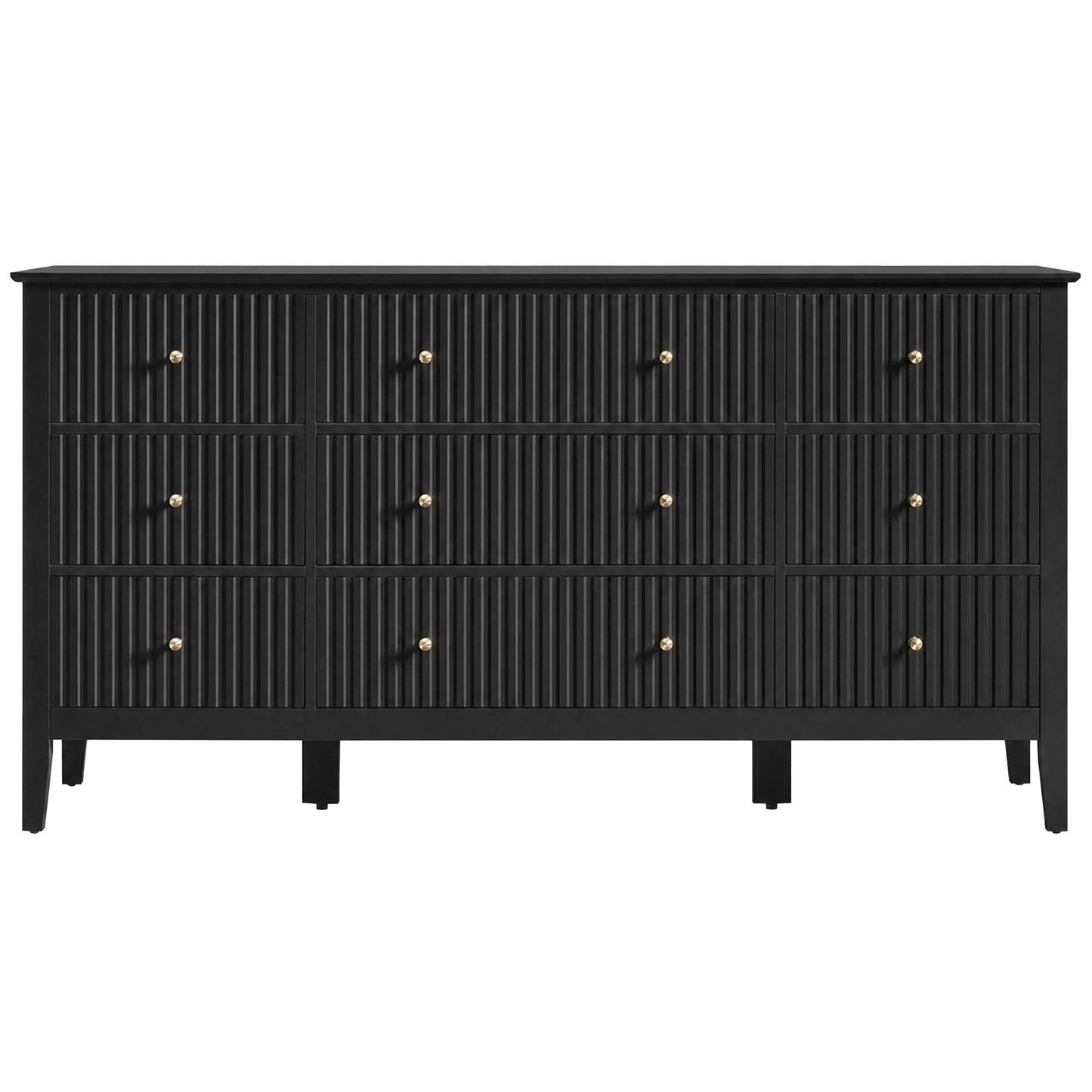 Wholesale Fluted 9-Drawer Black Wood Dresser