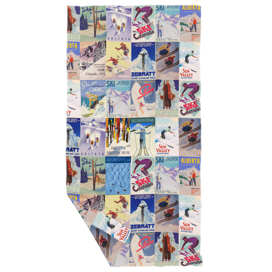 Vintage Ski Posters Double Sided Waffle Dish Towel