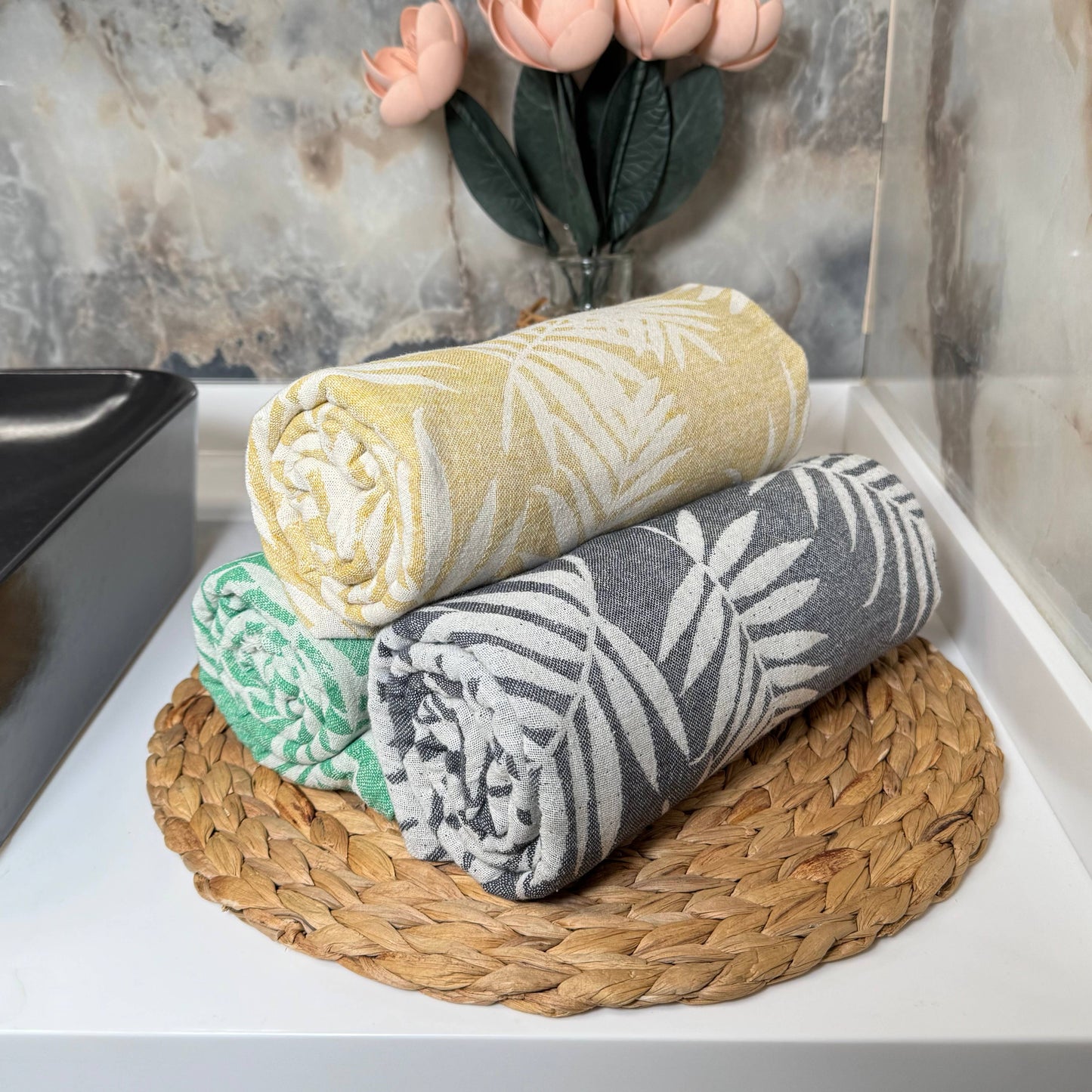 Tropical Patterned Turkish Cotton Towels for Daily Use