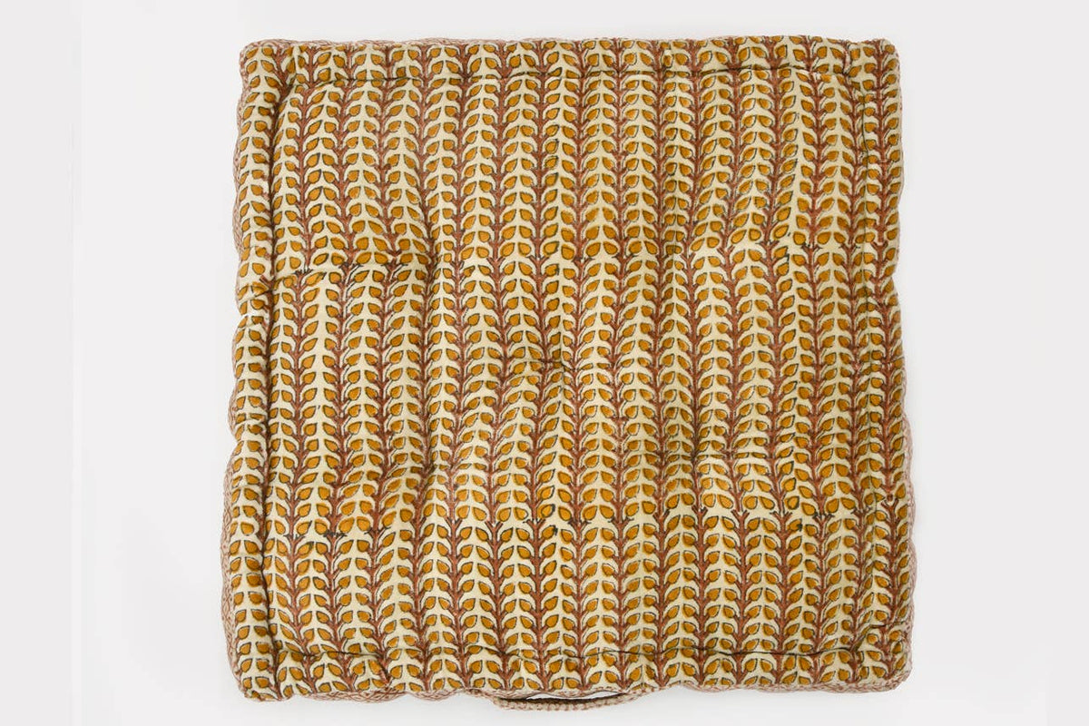 Block Print Meditation Cushion 18" x 18"x 4" square