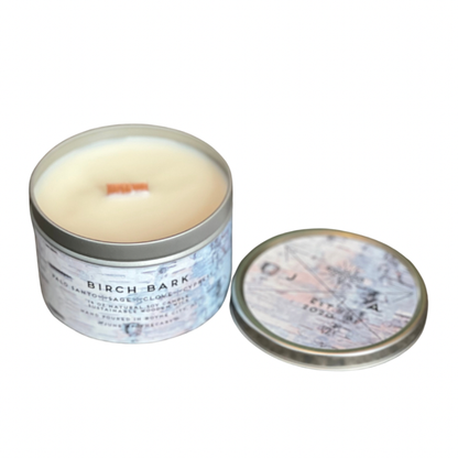 Birch Bark Wooden Wick 11 oz Tin Candle