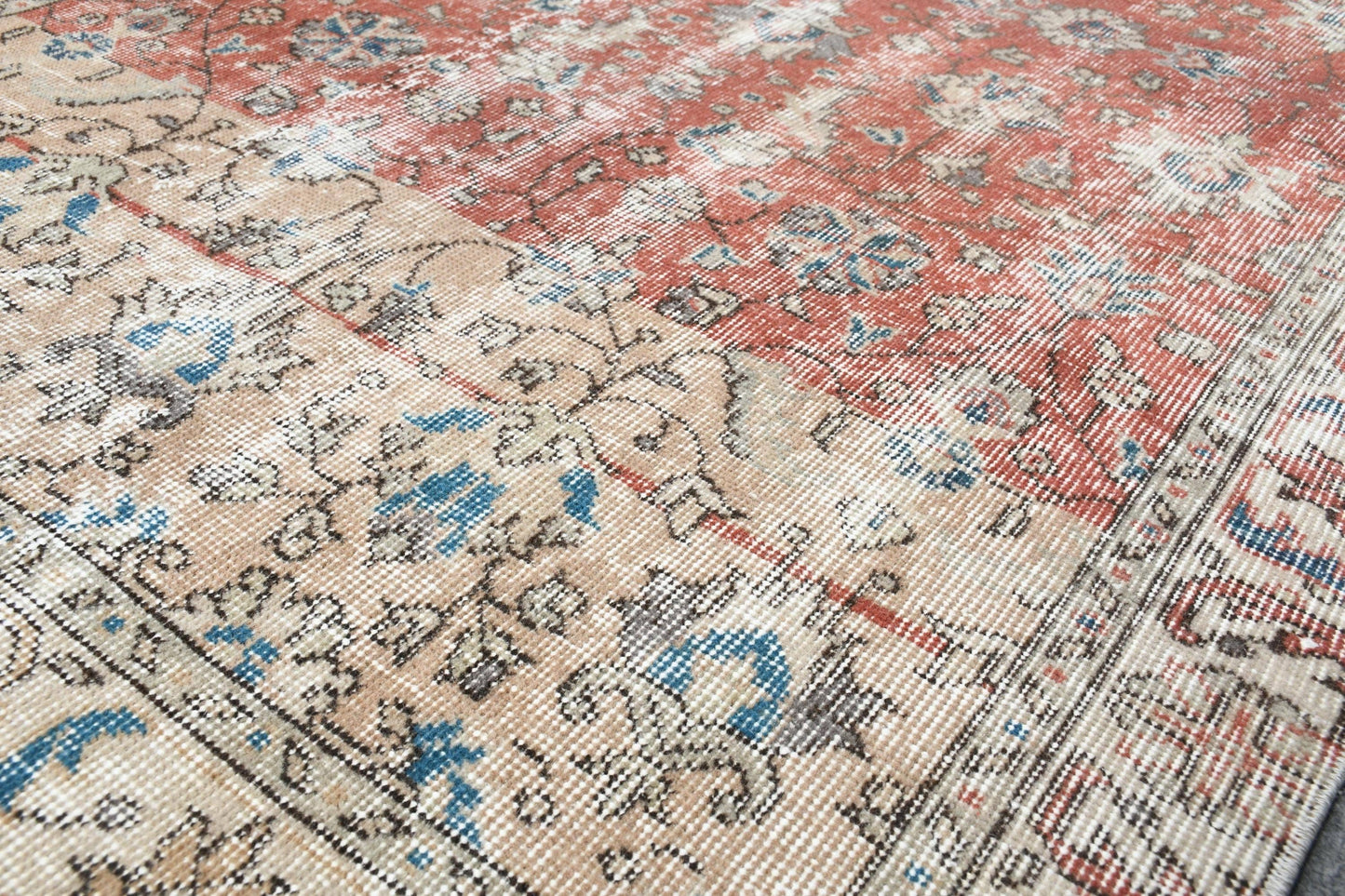 Vintage Turkish Rug, Red Floral, 6.4x3.3 ft, Boho, SCR-445