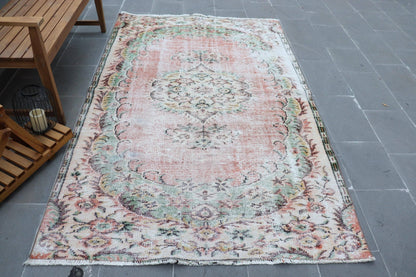 Turkish Vintage Rug 4,9x7,8 ft, Red Ikat Rug