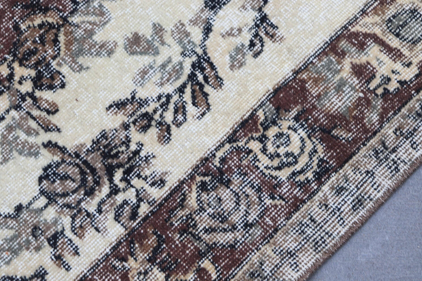 Vintage Rug, 5,2x8,7 ft Large Rug, Brown Beige Wool Rug