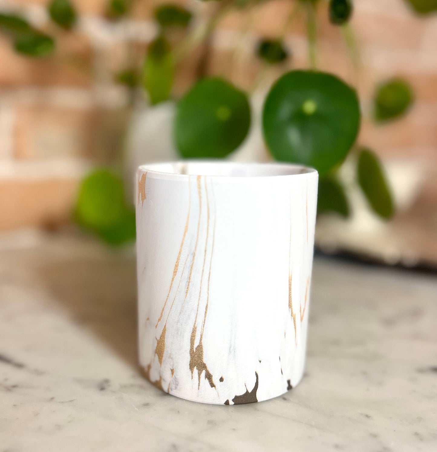 Biophilia:  Gold & White Marble Labdanum Scented Candle