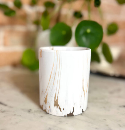 Biophilia:  Gold & White Marble Labdanum Scented Candle