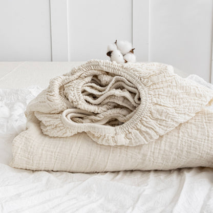 Organic Muslin Fitted Sheet GOTS Certified Bedding Set
