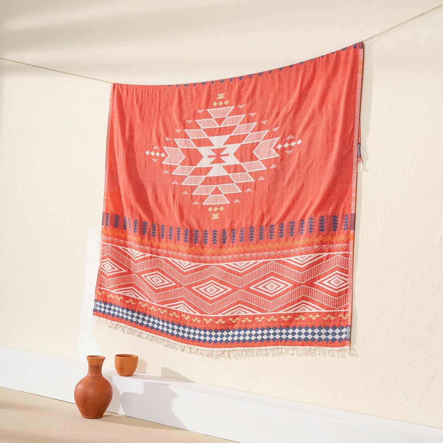 100% Cotton Throw Blanket Home Decor 51x67" Farmhouse Cover