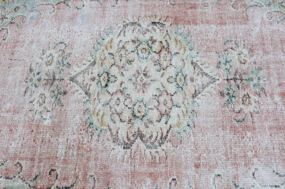 Turkish Vintage Rug 4,9x7,8 ft, Red Ikat Rug