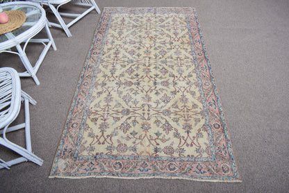 3,6x6,8 ft Turkish Rug, Area Vintage Rug, Beige Persian Rug