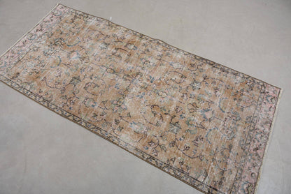 Vintage Wool Rug with Geometric & Floral Design