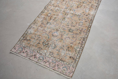 Vintage Wool Rug with Geometric & Floral Design