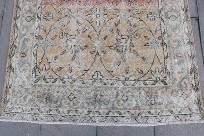 Turkish Vintage Oushak Accent Rug 4x7 for Bedroom