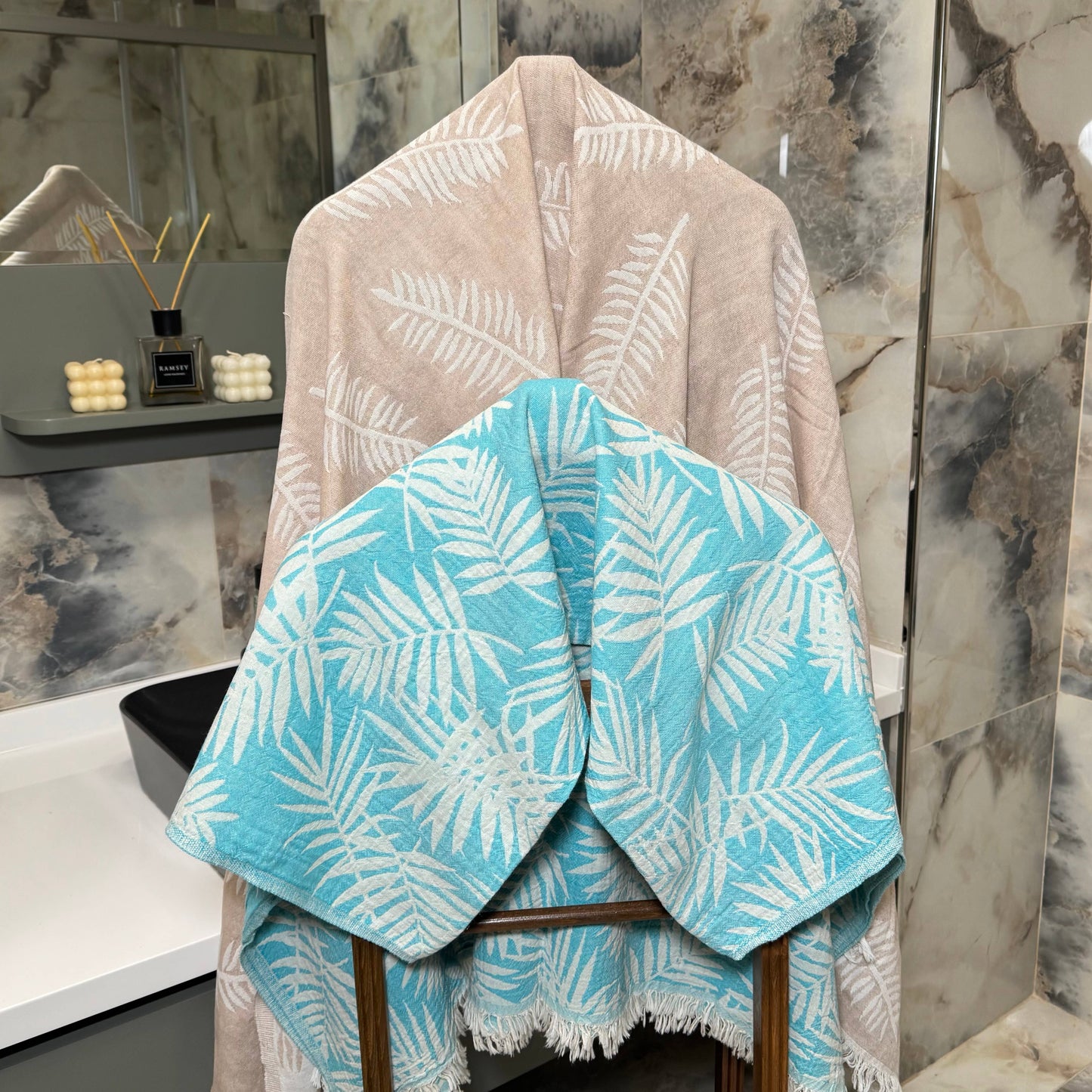 Tropical Patterned Turkish Cotton Towels for Daily Use