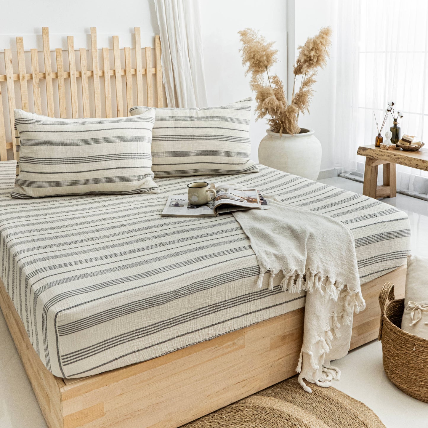 Organic Muslin Fitted Sheet GOTS Certified Bedding Set