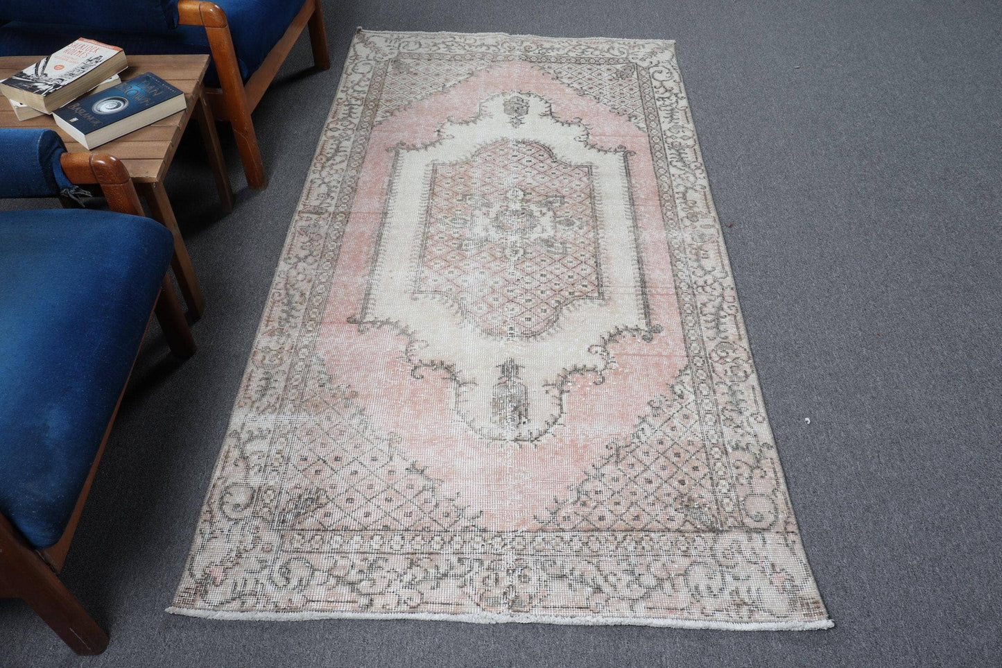 Turkish Accent Rug 3,5x6,5 ft (108x198 cm), Beige Abstract Vintage Rug