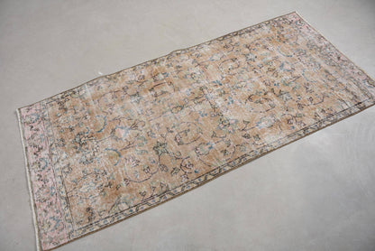 Vintage Wool Rug with Geometric & Floral Design