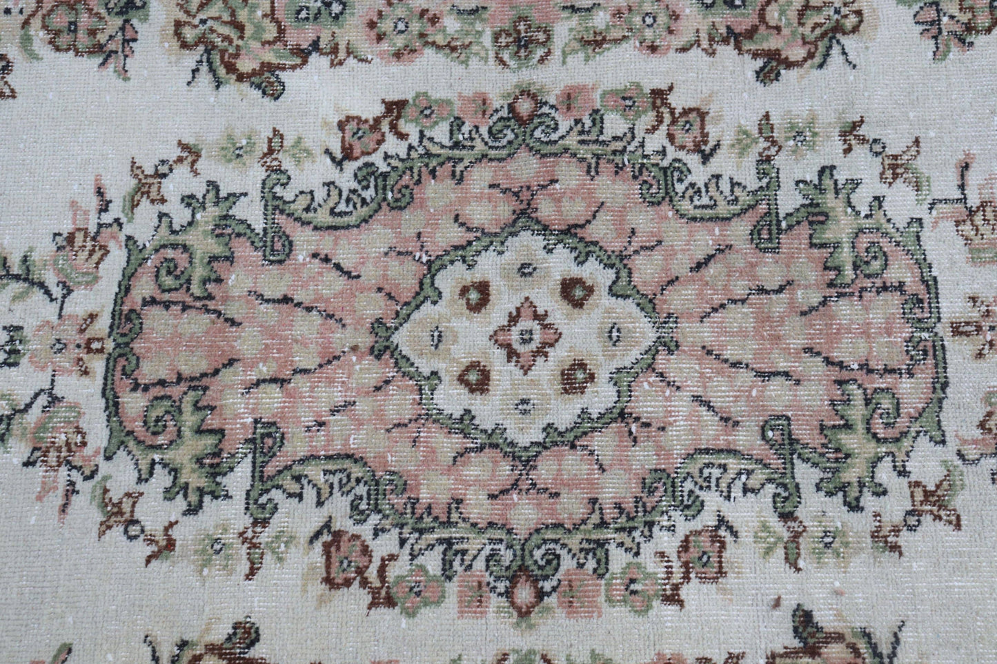 3,2x6,6 ft Accent Turkish Rug, Vintage Rug, Pink Brown Solid Wool Rug