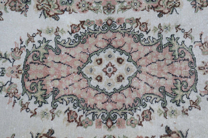 3,2x6,6 ft Accent Turkish Rug, Vintage Rug, Pink Brown Solid Wool Rug